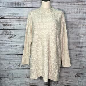 Soft Surroundings Alena Sweater In Oatmeal Heather LARGE Cable Knit‎